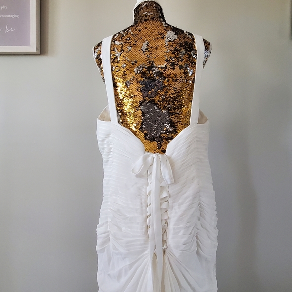 Wedding Dress Custom Plus Size Dress w/ Leg Slit - Picture 5 of 9